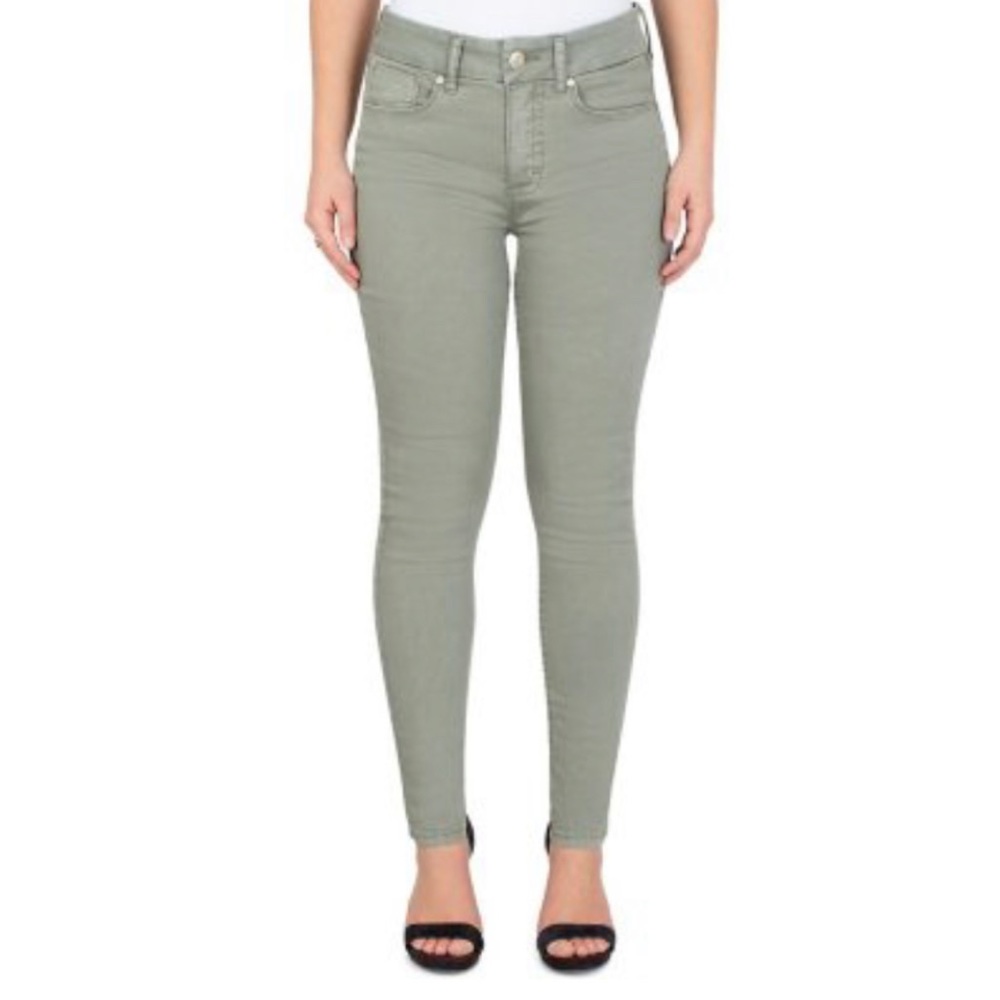 SEVEN7 WOMEN'S  TUMMYLESS JEANS, HIGH RISE SKINNY DUSTY OLIVE